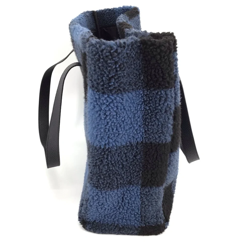 Barnes & Noble Exclusive Blue Buffalo Plaid Sherpa Tote Bag - Picture 4 of 11